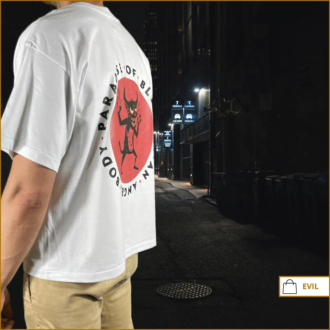 EVIL - OVERSIZED BOXY FIT WHITE T-SHIRT