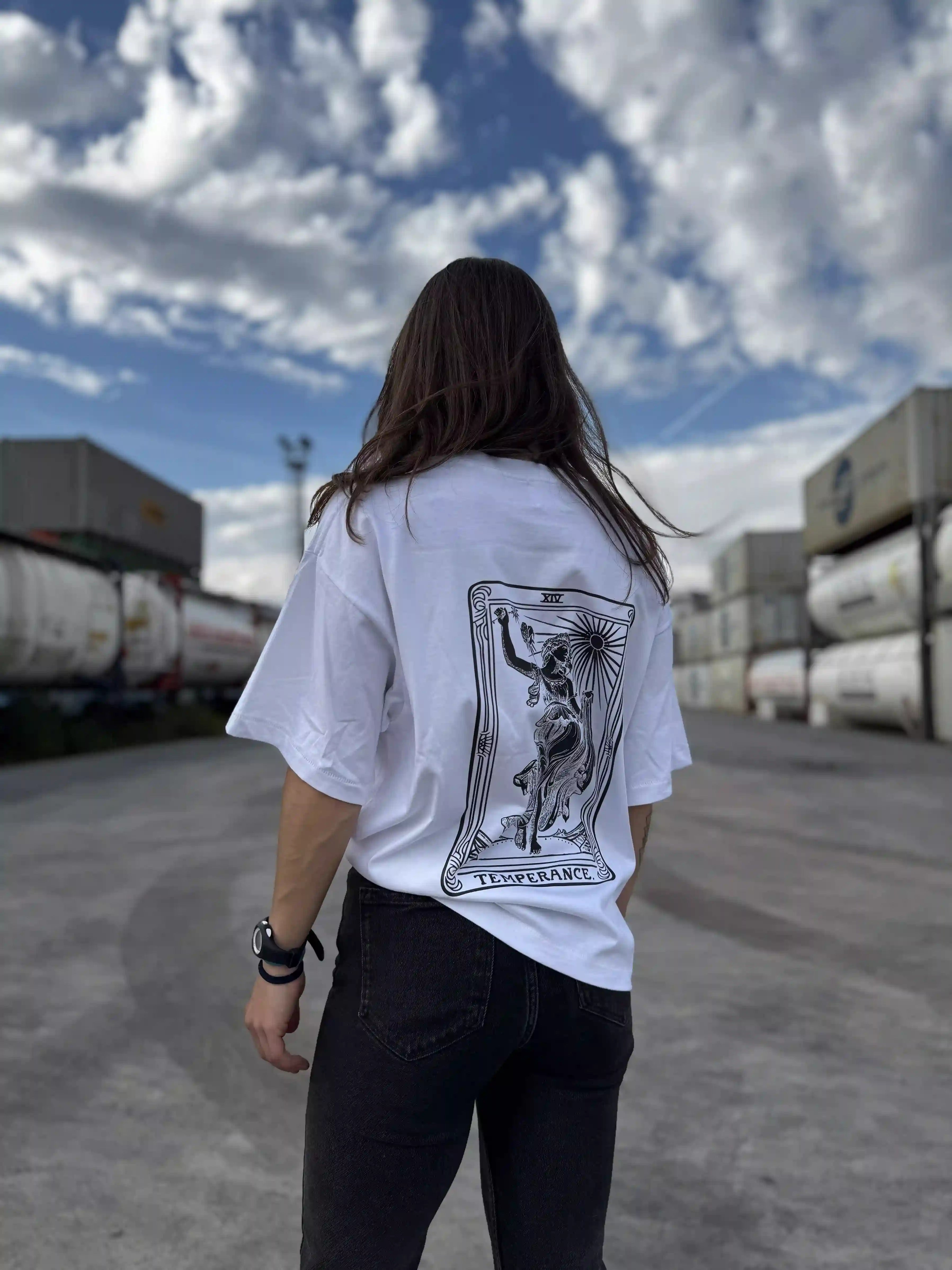 TEMPERANCE- OVERSIZED BOXY FIT WHITE T-SHIRT