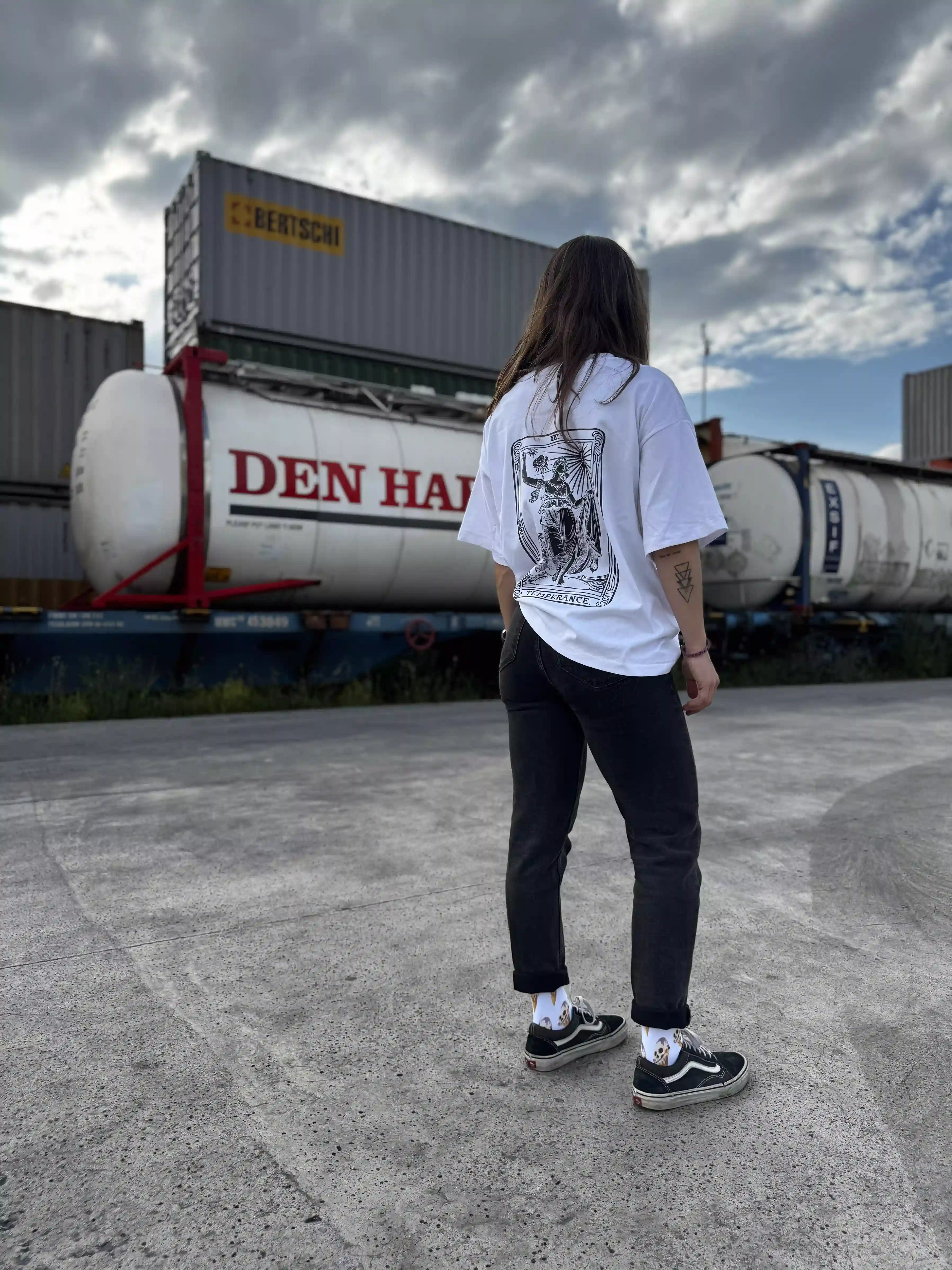 TEMPERANCE- OVERSIZED BOXY FIT WHITE T-SHIRT