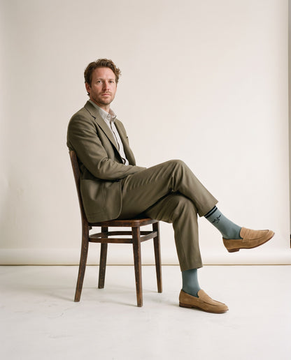 Worn: the Army pair with an olive suit and suede loafers.