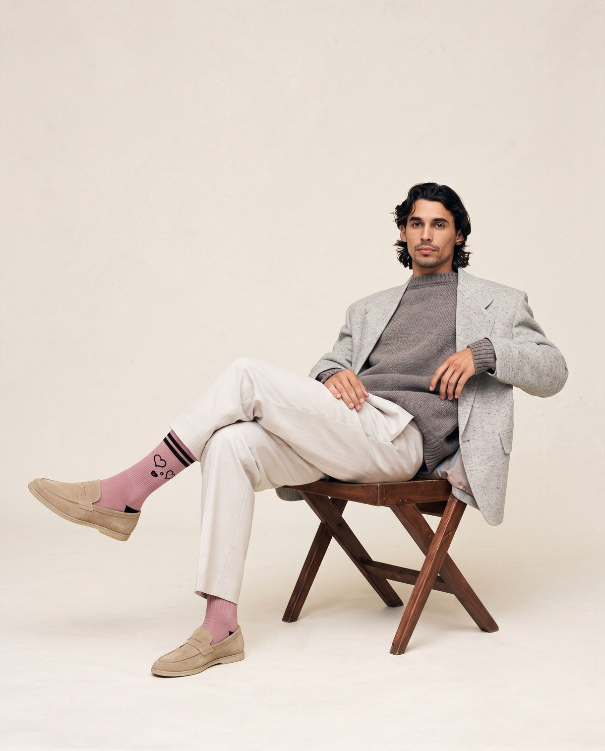 Worn: the Peach pair with a grey blazer and suede loafers.